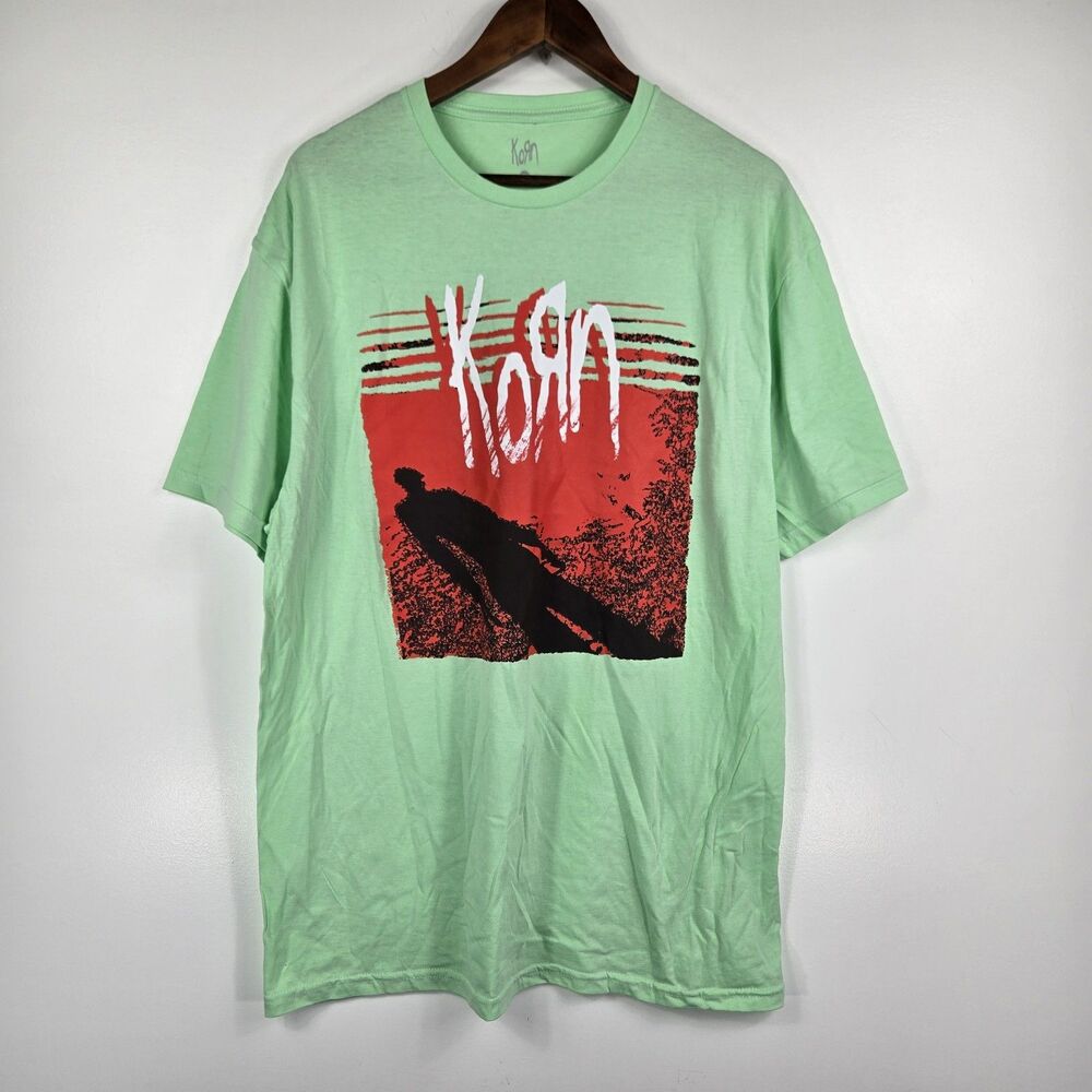 Korn‎ Men's Size XL Green Red Short Sleeve T Shirt